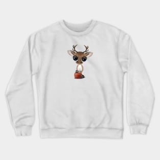 Cute Baby Reindeer Playing With Basketball Crewneck Sweatshirt